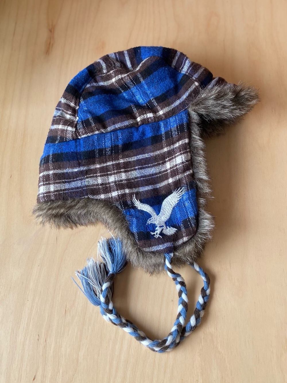 American Eagle Outfitters faux fur plaid trapper hat